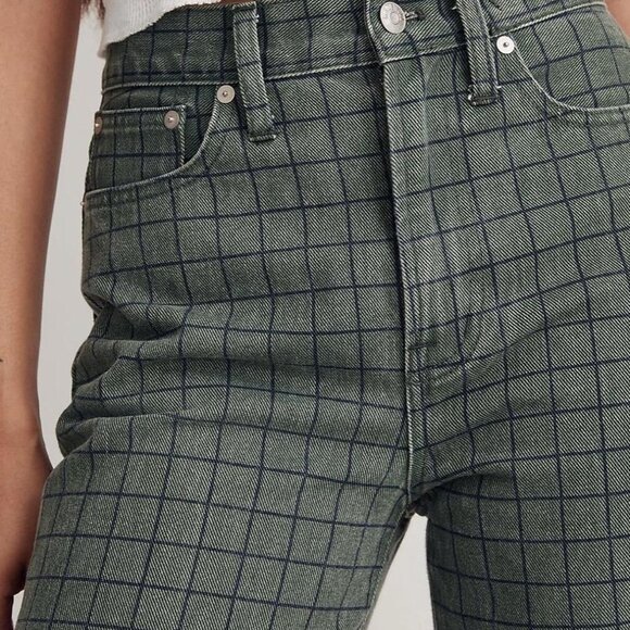 Madewell The Perfect Vintage Straight Jean in Windowpane Plaid 27 - Picture 1 of 4